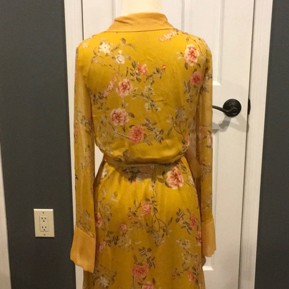 Beautiful mustard color floral dress. - Picture 6 of 8